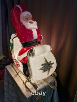 Santa Sleigh and Reindeer Vintage Blow Mold Santa Sleigh and Reindeer Vintage Blow Mold