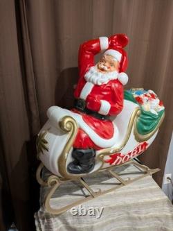 Santa Sleigh and Reindeer Vintage Blow Mold
