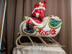 Santa Sleigh and Reindeer Vintage Blow Mold