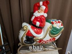 Santa Sleigh and Reindeer Vintage Blow Mold
