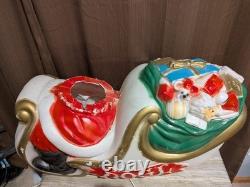 Santa Sleigh and Reindeer Vintage Blow Mold