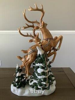 Santa Sleigh and Reindeers Set Porcelain Christmas Grandeur Noel Vintage 2003