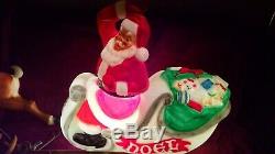 Santa Sleigh with Reindeer Lighted Blow Mold, 72 Christmas Yard Decoration, NEW