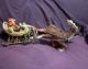 Santa Sleigh With Reindeer Metal Figurine, Hand Painted Hubley Antique