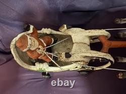 Santa Sleigh with Reindeer Metal Figurine, Hand Painted HUBLEY ANTIQUE