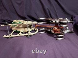 Santa Sleigh with Reindeer Metal Figurine, Hand Painted HUBLEY ANTIQUE