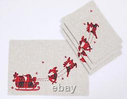 Santa Sleigh with Reindeers Christmas 14 x 20 Placemats L70118 (Set of 4)