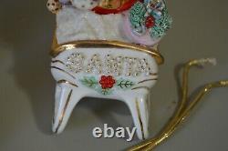 Santa Spaghetti 9 Reindeer Rudolph Sleigh Ceramic Vintage Christmas Decor MCM