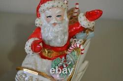 Santa Spaghetti 9 Reindeer Rudolph Sleigh Ceramic Vintage Christmas Decor MCM