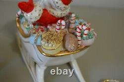 Santa Spaghetti 9 Reindeer Rudolph Sleigh Ceramic Vintage Christmas Decor MCM