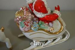 Santa Spaghetti 9 Reindeer Rudolph Sleigh Ceramic Vintage Christmas Decor MCM