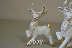 Santa Spaghetti 9 Reindeer Rudolph Sleigh Ceramic Vintage Christmas Decor MCM