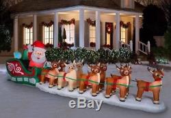 Santa With Rudolph And 8 Reindeer 17.5 Foot Sleigh Christmas Airblown Inflatable