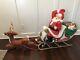 Santa With Sleigh Reindeer Lighted Blow Mold, 72 Christmas Yard Decoration Nice
