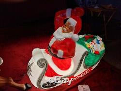 Santa and Sleigh/ Reindeer Lighted Blow Mold, 72 Christmas Yard Decoration, New