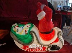Santa and Sleigh/ Reindeer Lighted Blow Mold, 72 Christmas Yard Decoration, New