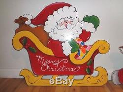 Santa in Sleigh and Reindeer Christmas lawn yard art decoration made to order