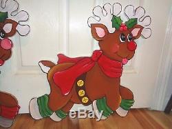 Santa in Sleigh and Reindeer Christmas lawn yard art decoration made to order