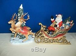 Santa in Sleigh and Reindeer Porcelain Set Christmas J. C. Penney Grandeur Noel