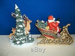 Santa in Sleigh and Reindeer Porcelain Set Christmas J. C. Penney Grandeur Noel