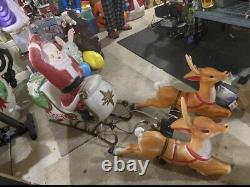 Santa in sleigh with2 reindeers blowmold