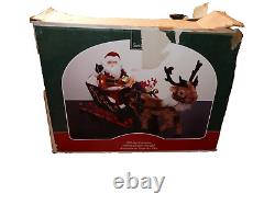 Santa's Best 2002-ANIMATED Lighted Santa in Sleigh & Reindeer Christmas-PREOWNED
