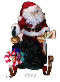 Santa's Best 2002-ANIMATED Lighted Santa in Sleigh & Reindeer Christmas-PREOWNED