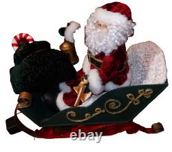 Santa's Best 2002-ANIMATED Lighted Santa in Sleigh & Reindeer Christmas-PREOWNED