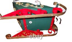 Santa's Best 2002-ANIMATED Lighted Santa in Sleigh & Reindeer Christmas-PREOWNED