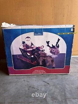 Santa's Best 2002 ANIMATED Lighted Santa in Sleigh Reindeer Christmas Sears READ