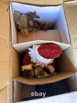 Santa's Best 2002 ANIMATED Lighted Santa in Sleigh Reindeer Christmas Sears READ