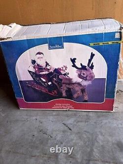 Santa's Best 2002 ANIMATED Lighted Santa in Sleigh Reindeer Christmas Sears READ