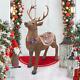 Santa's Reindeer Games Led Lit Saddle & Harness Sleigh Pulling Deer Statue