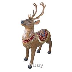 Santa's Reindeer Games LED Lit Saddle & Harness Sleigh Pulling Deer Statue