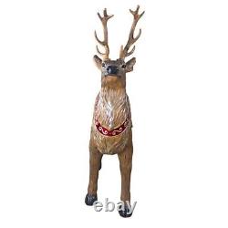 Santa's Reindeer Games LED Lit Saddle & Harness Sleigh Pulling Deer Statue