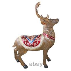 Santa's Reindeer Games LED Lit Saddle & Harness Sleigh Pulling Deer Statue