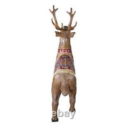 Santa's Reindeer Games LED Lit Saddle & Harness Sleigh Pulling Deer Statue