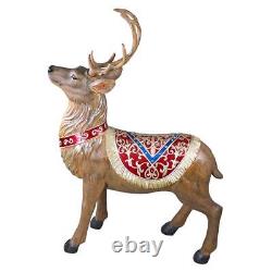 Santa's Reindeer Games LED Lit Saddle & Harness Sleigh Pulling Deer Statue