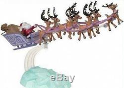 Santa's Sleigh & Reindeer Team PVC Figurine Set Classic Colours 2015 Version