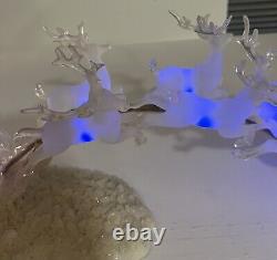 Santa's Sleigh With Reindeer Color Lighting Sculpture Christmas