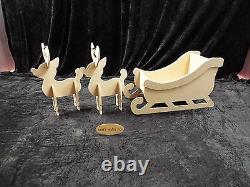 Santa's Sleigh & two Reindeer wooden MDF Snowman Family Christmas 620mm long