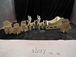 Santa's Sleigh & two Reindeer wooden MDF Snowman Family Christmas 620mm long