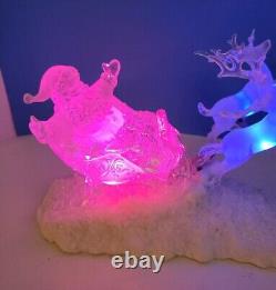 Santa's Sleigh with REINDEER (6) LARGE Holiday Ice Sculpture Heritage Mint Ltd