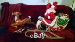 Santa with Sleigh and Reindeer Lighted Blow Mold, NEW