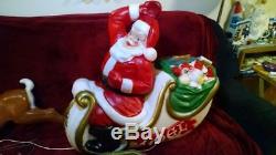 Santa with Sleigh and Reindeer Lighted Blow Mold, NEW