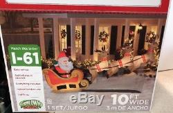 Santas Sleigh Airblown Inflatable Reindeer Christmas Holiday Rare Lighted