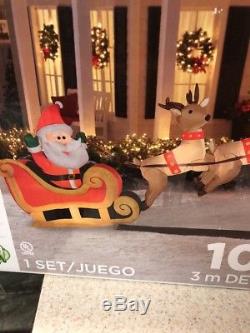 Santas Sleigh Airblown Inflatable Reindeer Christmas Holiday Rare Lighted