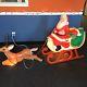 Seevideo Pivoting Rare Christmas Blow Mold Santa Sleigh Reindeer Sled Yard Decor