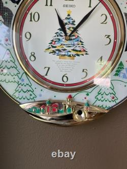 Seiko Melodies in Motion Christmas Musical Wall Clock with Santa Sleigh Reindeer