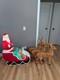 Sleigh Blow Mold Vintage Union Santa Reindeer Deer Decor Rare Large Size